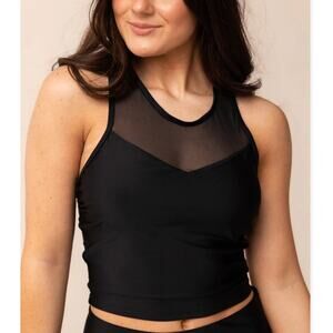 NANI swimwear Black Mesh Racerback Crop size Small NWT MSRP $60